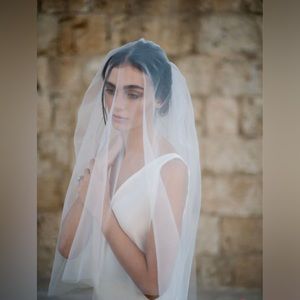 Daphne Newman Silk Tulle Blusher Wedding Veil, Ivory.